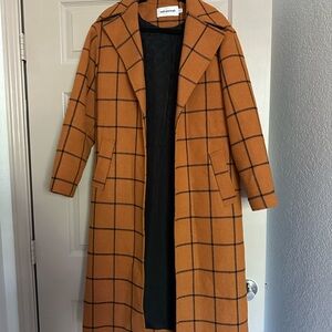 Self-Portrait Orange Wool Coat